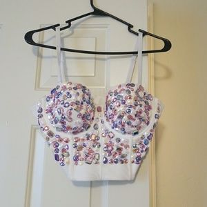 Beaded rhinestone bustier